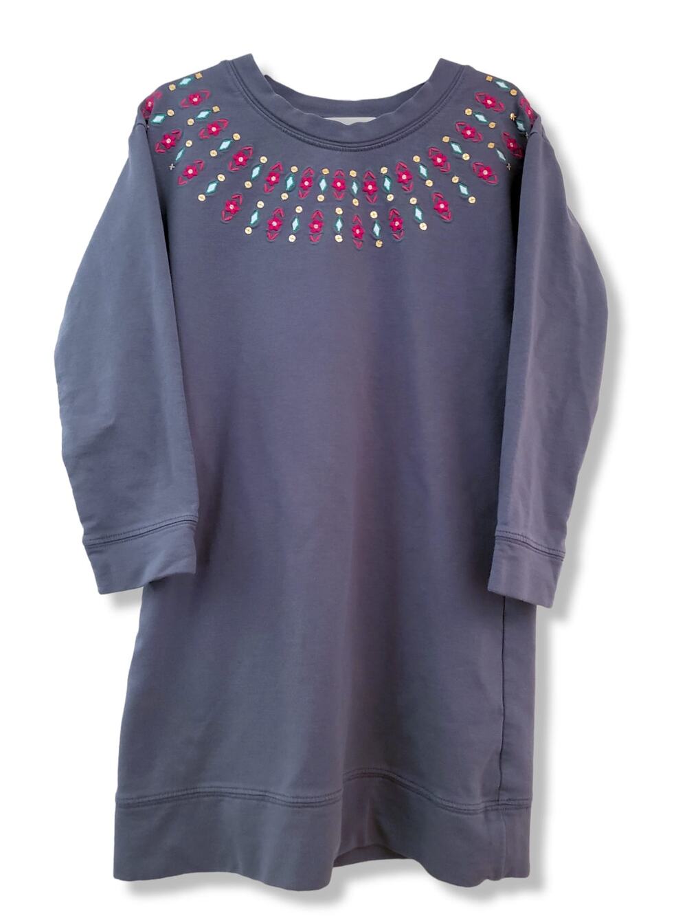 Gymboree 5/6 Girls Charcoal Gray Holiday Embroidered Dress